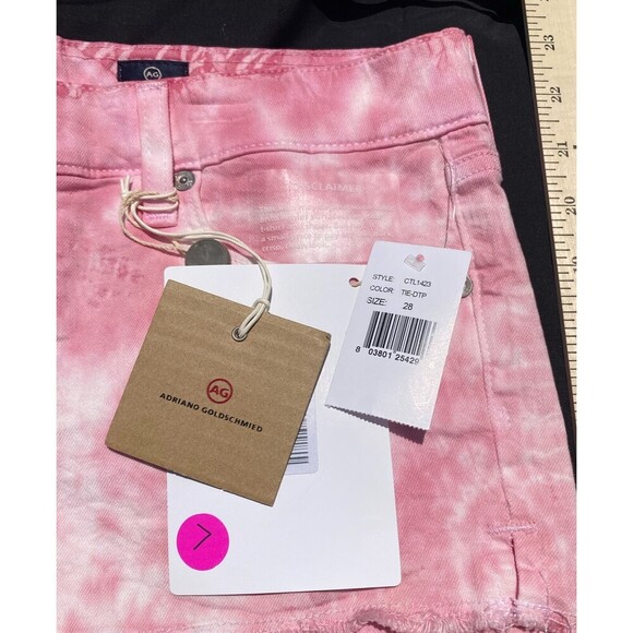 AG Adriano Goldschmied Daisy Low Rise Pink Tie Dye Women's Shorts 28 NWT PT-007 - Picture 3 of 5